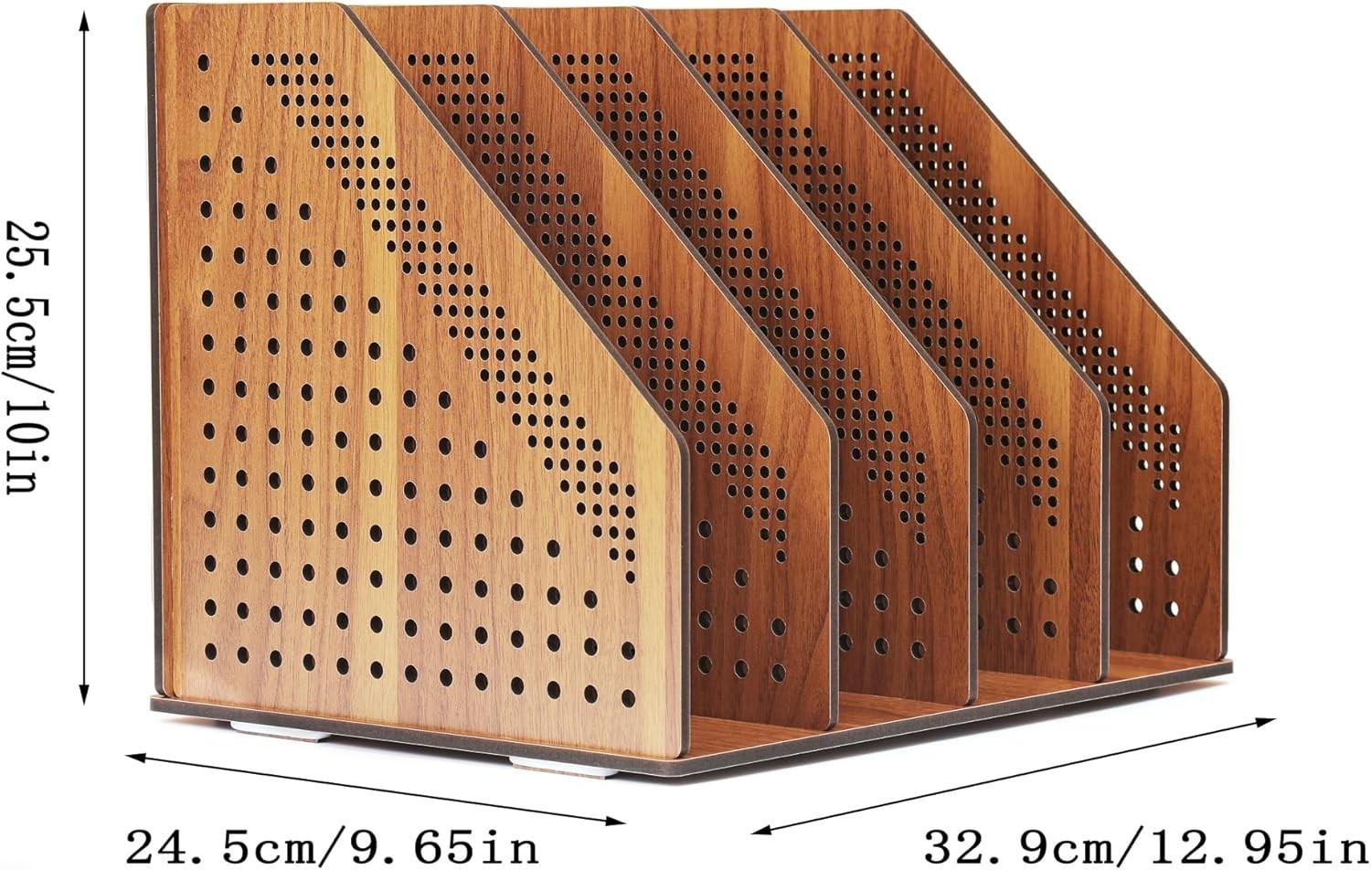 Wooden Desk File Rack & Book Organizer - Walnut Desktop Storage Holder