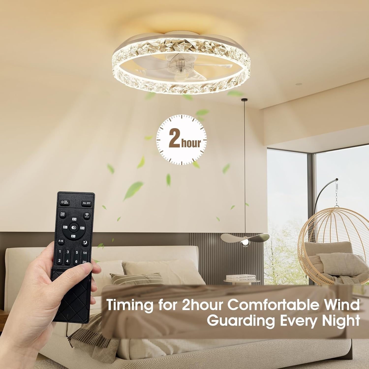50CM LED Ceiling Fan Light, Remote & App Control, 6 Speed, Dimmable, Quiet Motor