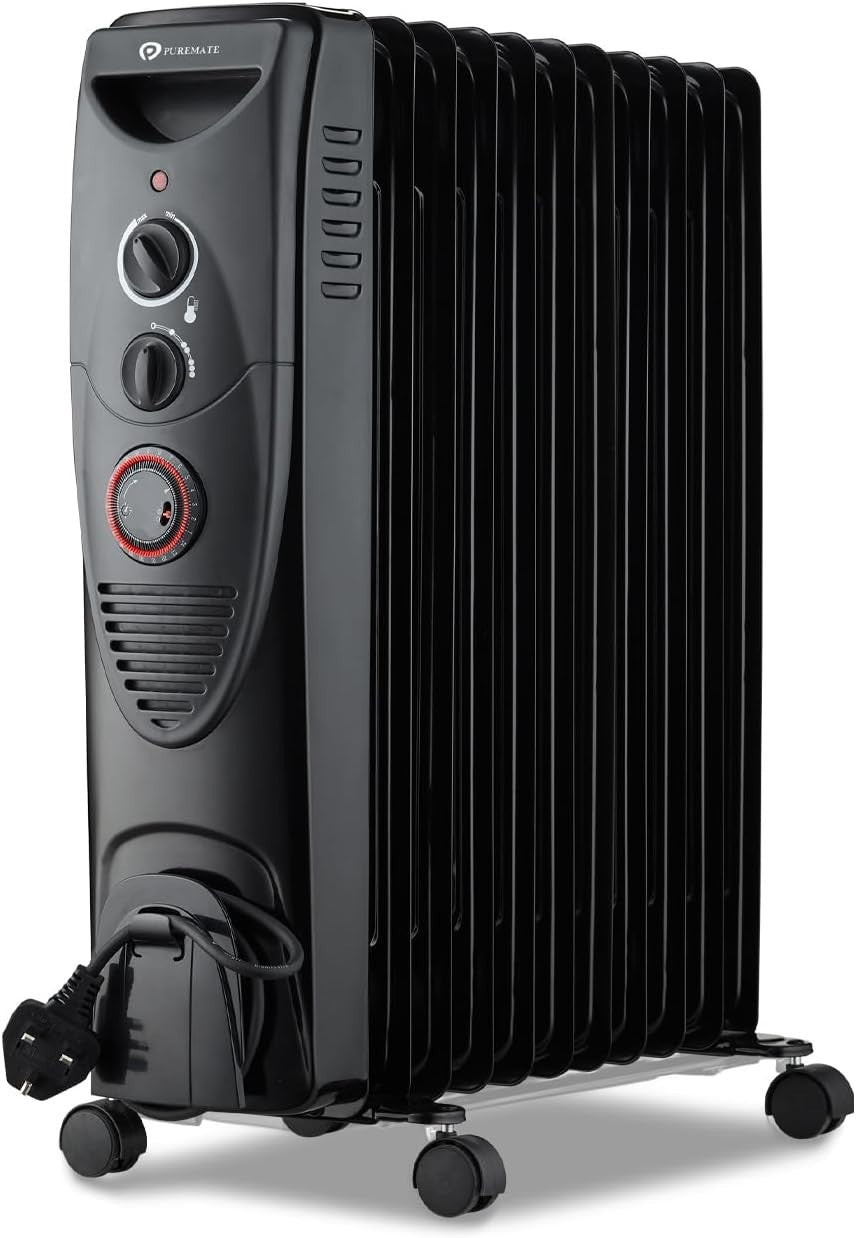 2500W Oil-Filled Radiator – Portable Heater with Timer & Thermostat