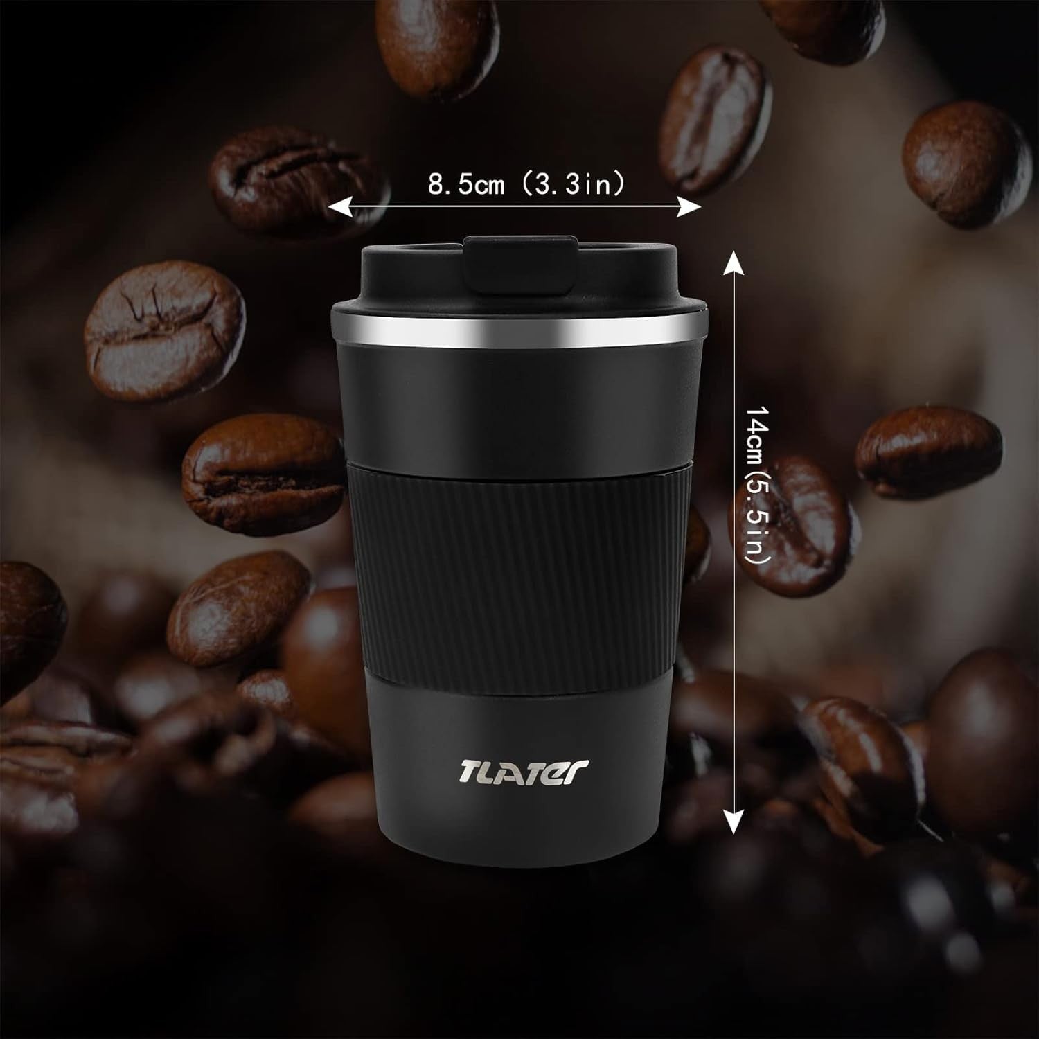 380ml Coffee To Go Mug Stainless Steel Leakproof Black
