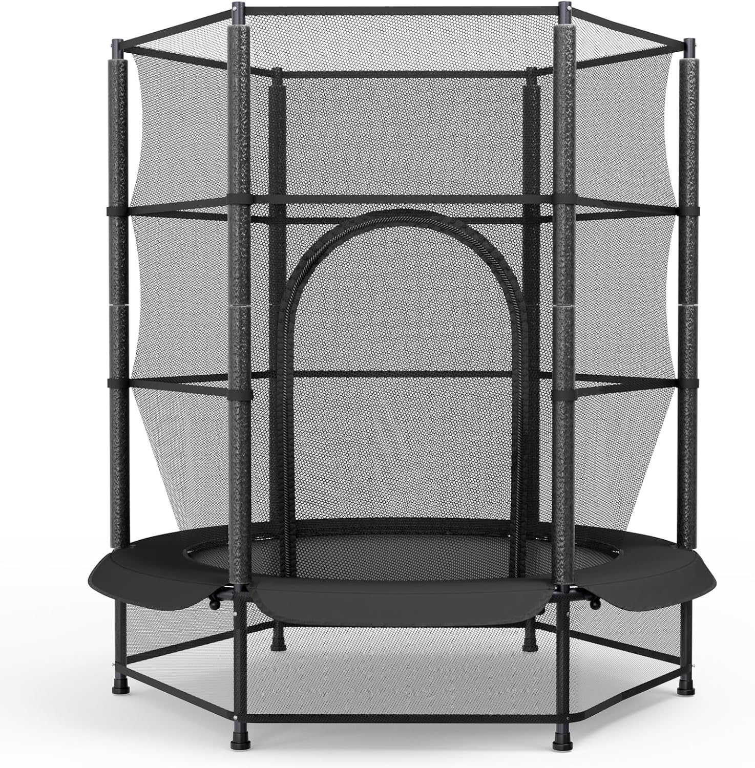 Kids 55” Indoor Outdoor Trampoline w Safety Net Floor Guard Ages 3–10