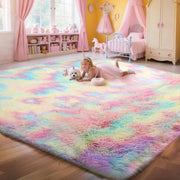 Rainbow Shaggy Area Rug 160x230cm Plush High Pile Carpet Kids Living Room