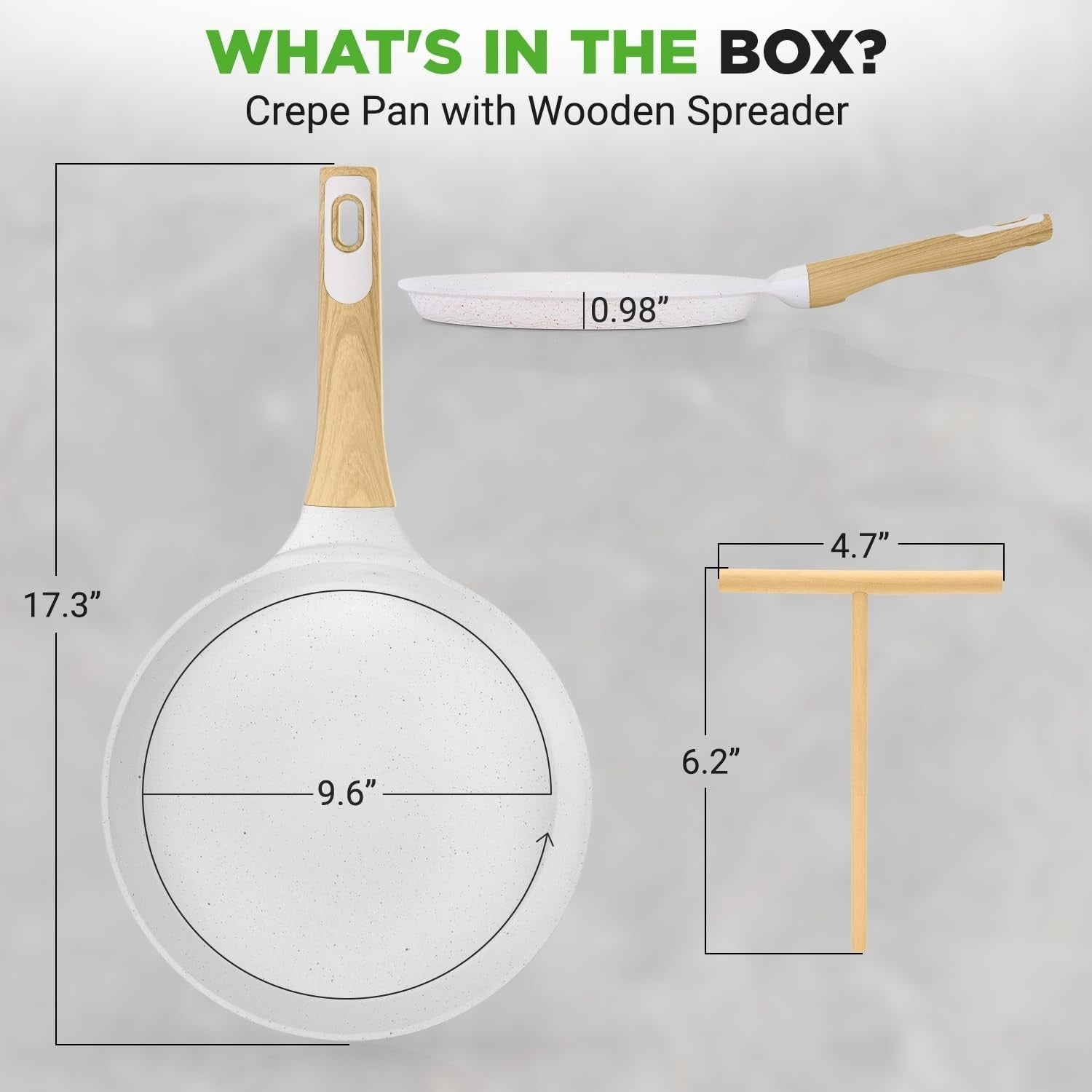 24 cm Nutrichef Marble Non-Stick Crepe Pan with Wooden Spreader