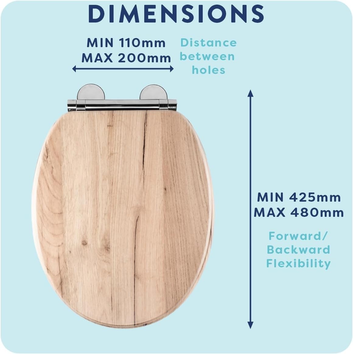 Grey Oak Wooden Toilet Seat Soft Close Quick Release Antibacterial Durable