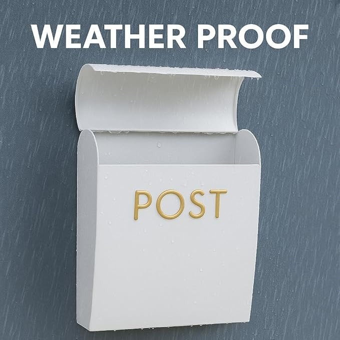 Wall Mounted White Post Box Weatherproof Secure Mailbox Outdoor Letter Holder