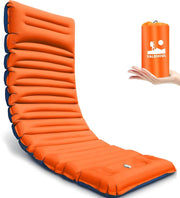4in Inflatable Camping Sleeping Mat Orange Blue R4 Insulated Waterproof Pad