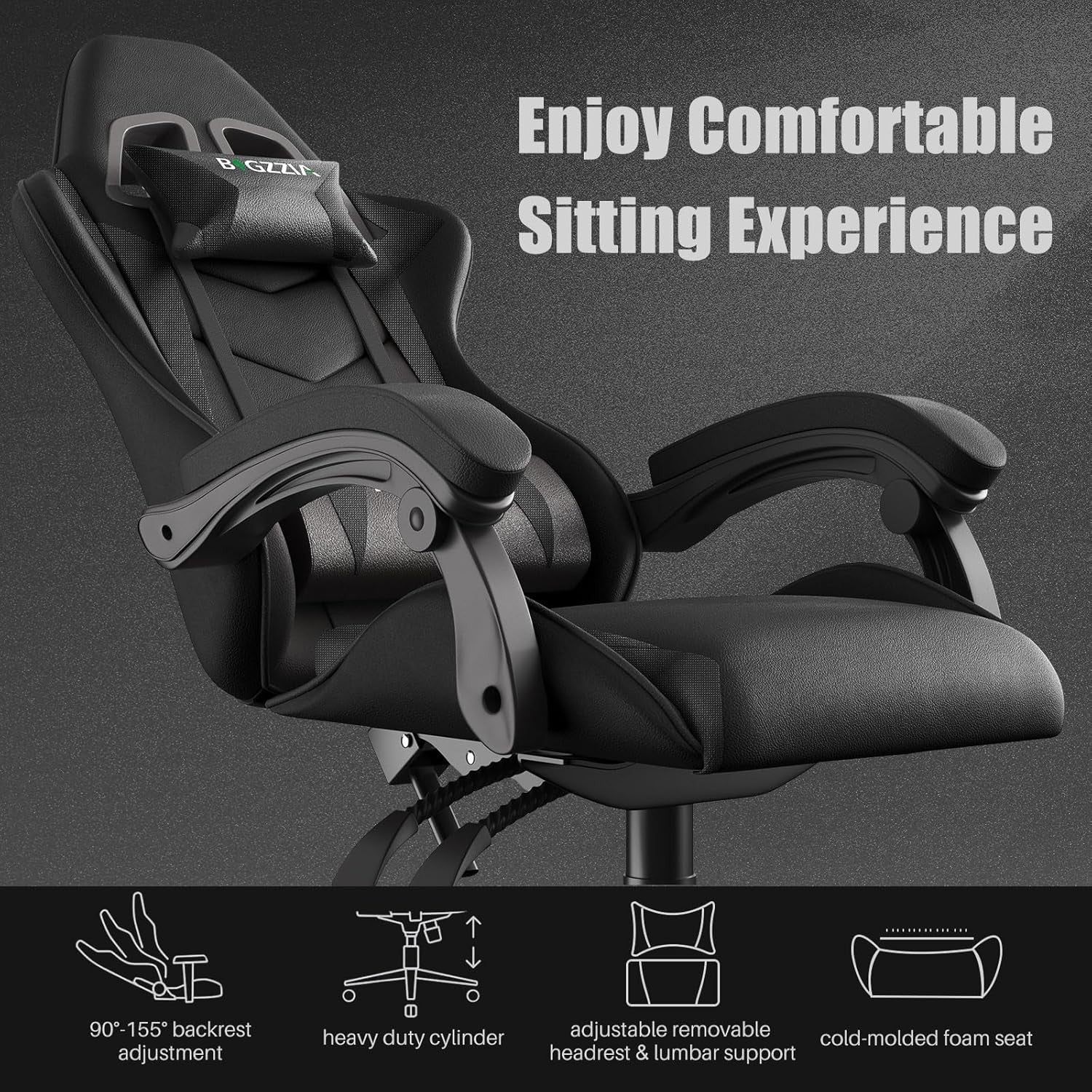Ergonomic Gaming Chair Reclining Office Desk Chair Black