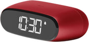 Mini Digital Alarm Clock Dark Red Rechargeable Touch Snooze Desk Bedside