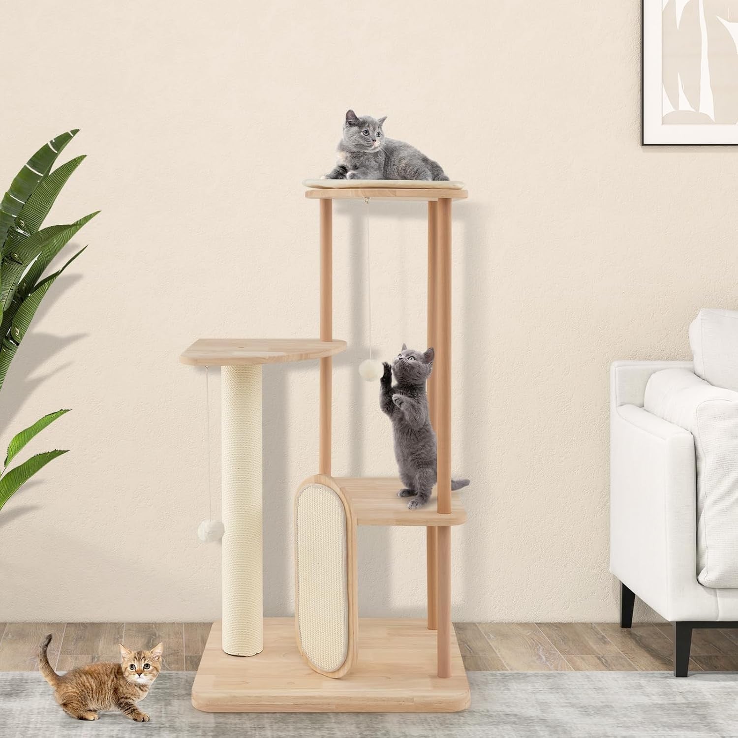 Cat Tree Climbing Tower Indoor with Scratching Posts Multi Level 114cm