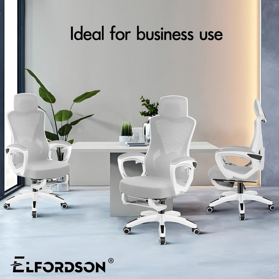 Ergonomic Office Chair High Back Mesh Reclining Gaming Desk Seat Grey 180kg Max