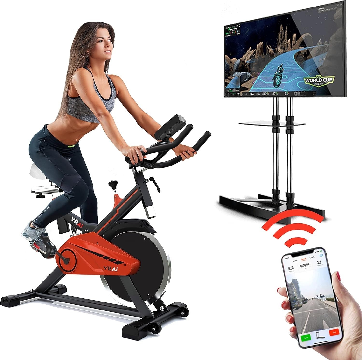 Smart Bluetooth Spin Bike w/ App Sync, 13kg Flywheel, LCD Monitor & Smooth Ride