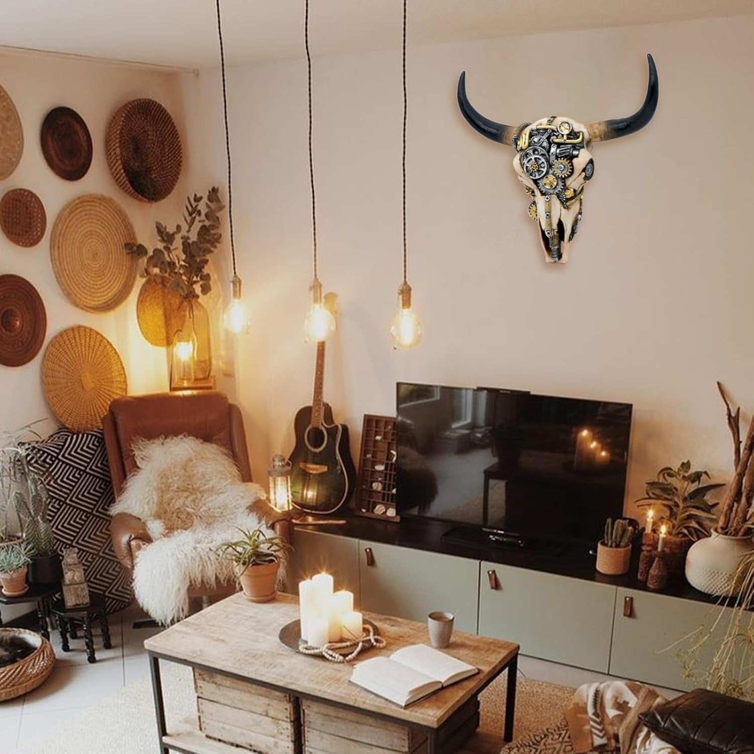 Steampunk Bull Skull Wall Art 3D Western