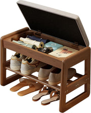 Small 2-Tier Flip-Top Shoe Bench with Cushion – Entryway Storage
