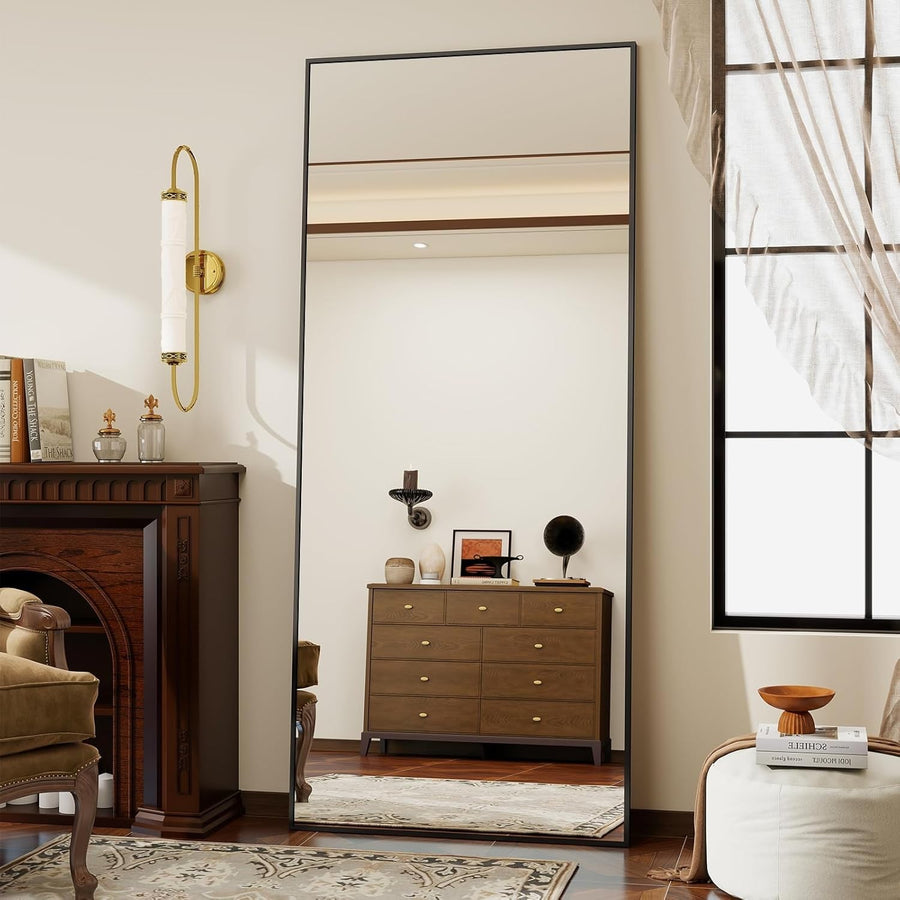 Full Length Floor Mirror 76x171cm Standing Hanging Leaning Modern Black