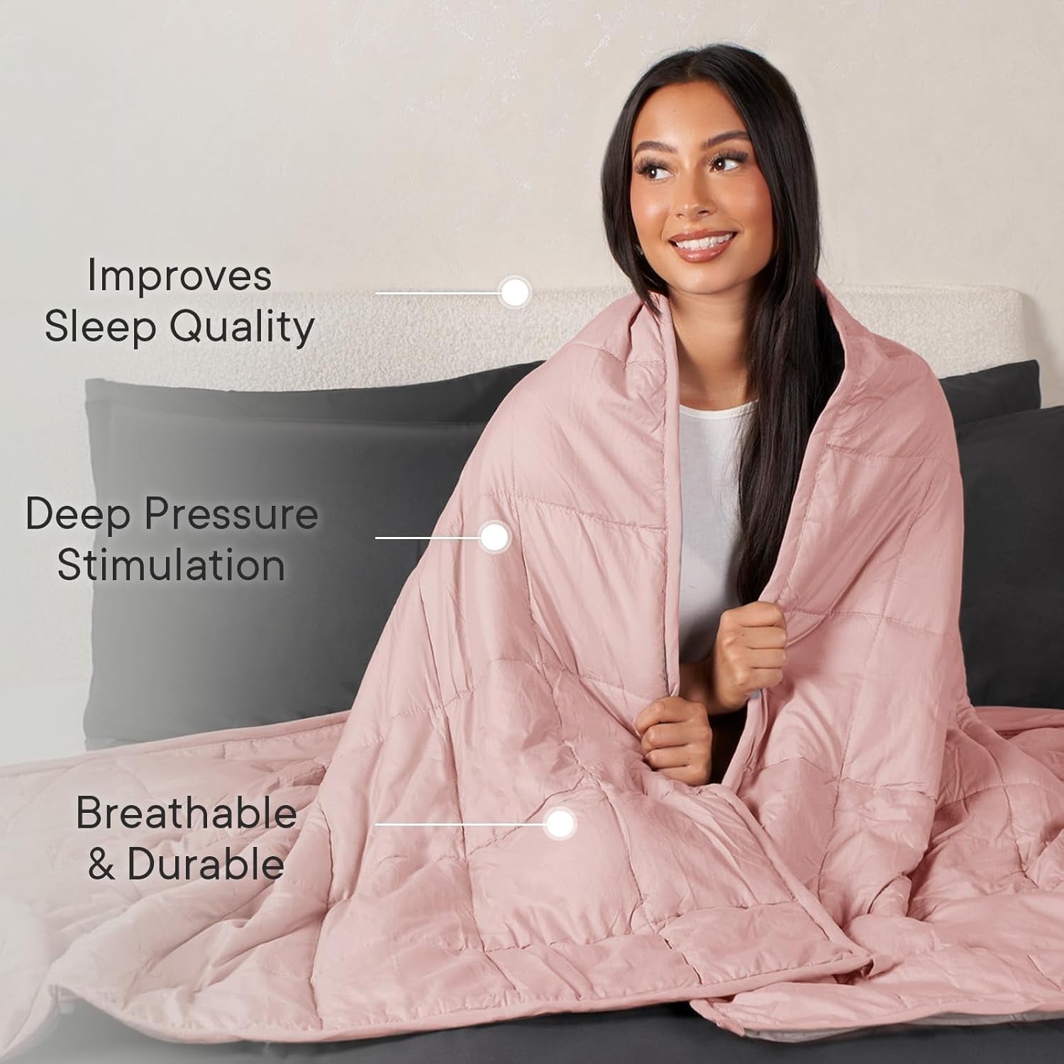 Weighted Blanket Adults Blush Pink 8kg 150x200cm Calming Sleep Therapy