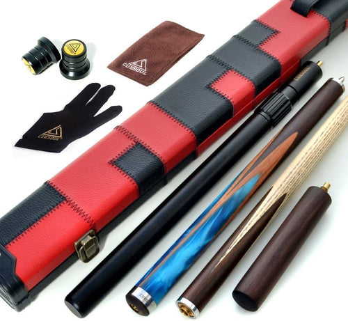 57" 3/4 Joint Snooker Cue 18oz 9.5mm Tip Extensions Hard Case