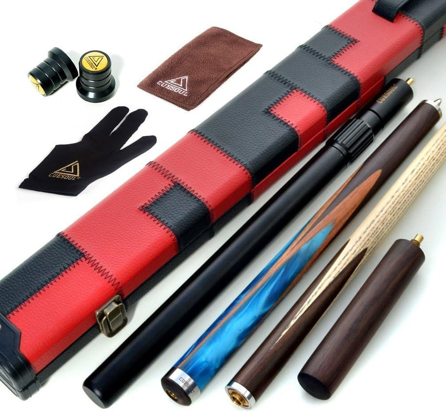 57" 3/4 Joint Snooker Cue 18oz 9.5mm Tip Extensions Hard Case