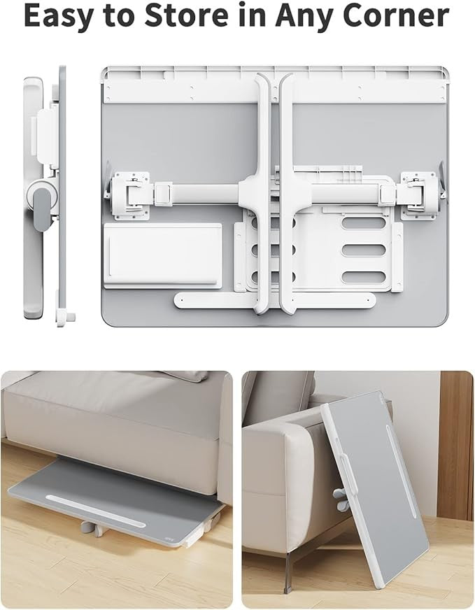 Adjustable Laptop Bed Tray Desk 60x45cm with Drawer Book Stand Grey