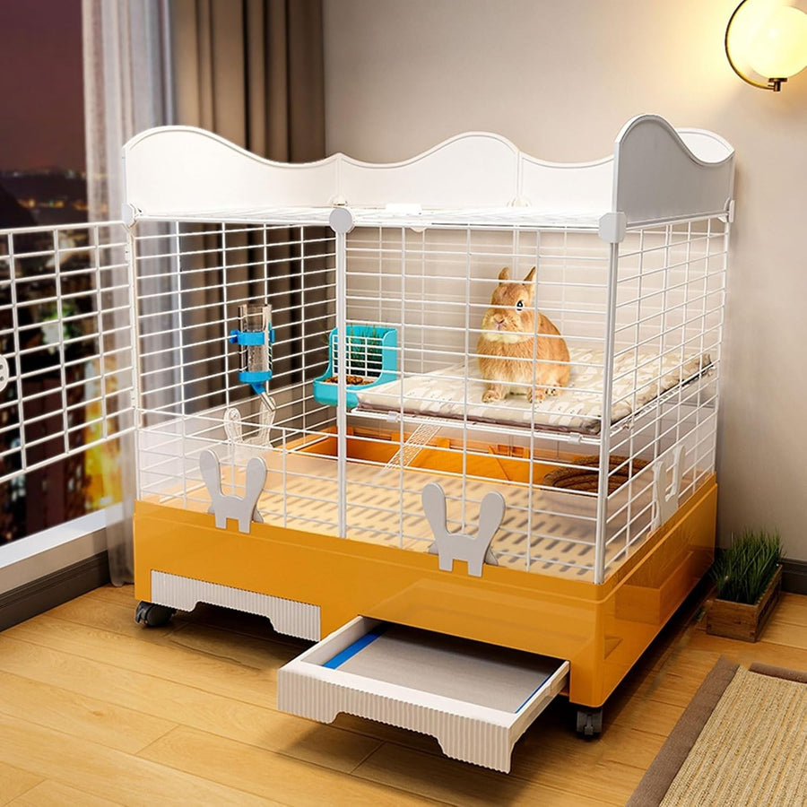 Indoor Rabbit Hutch Bunny Cage Double Layer Large Capacity Easy Clean