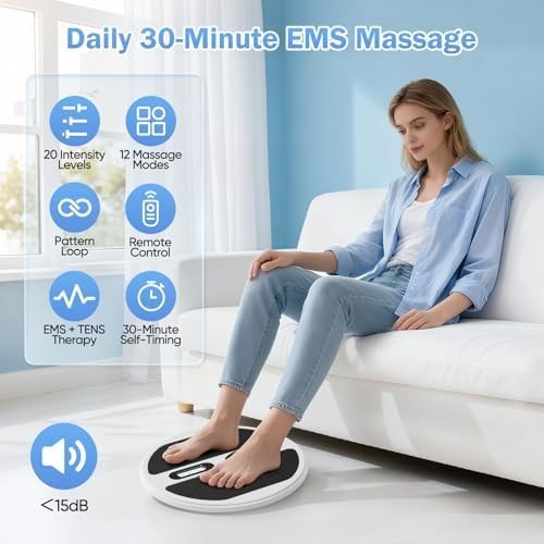 EMS TENS Foot Massager Pain Relief Circulation Booster 12 Modes 20 Intensities