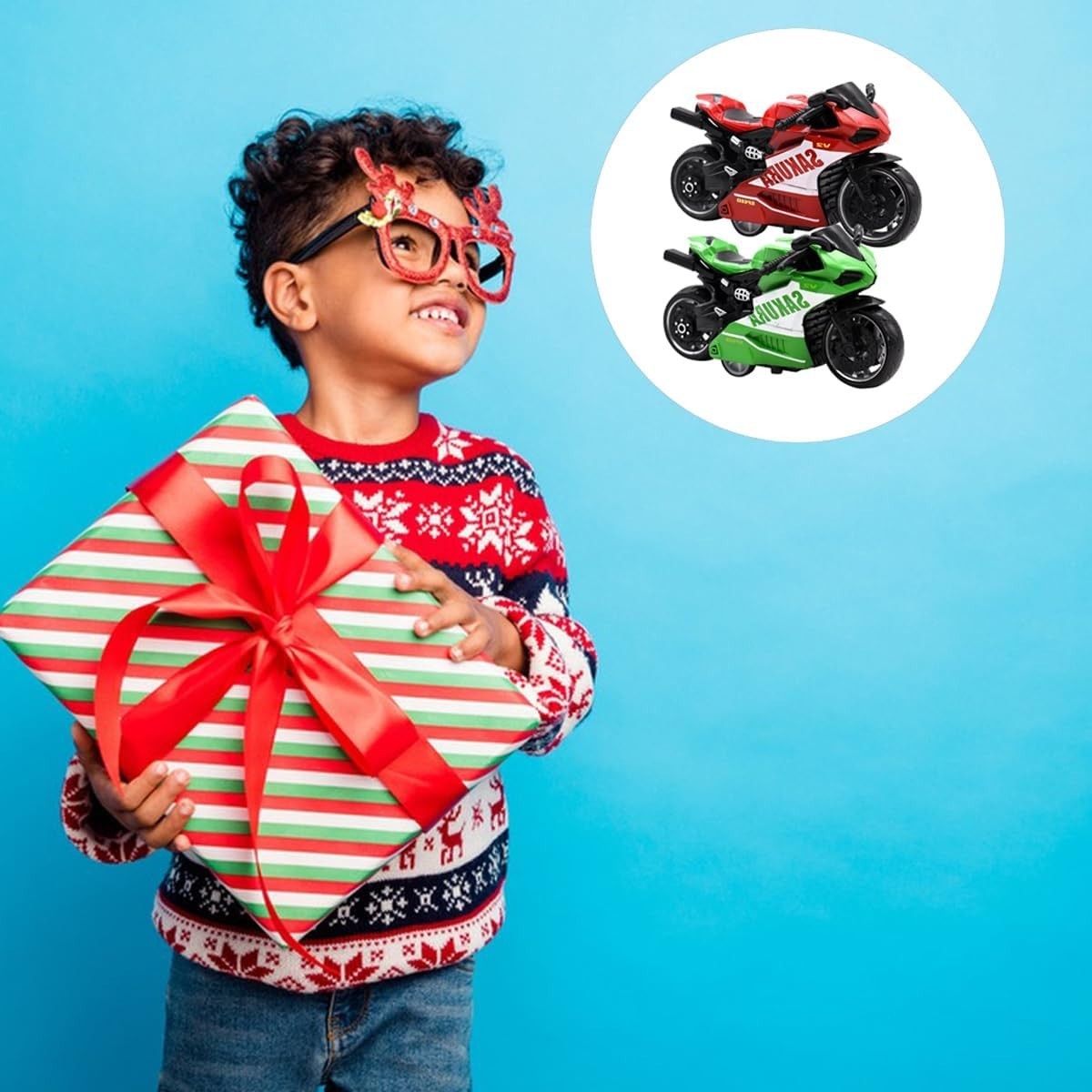 Realistic Kids Motorcycle Toy Set – Durable PVC, Friction-Powered, Ages 3+