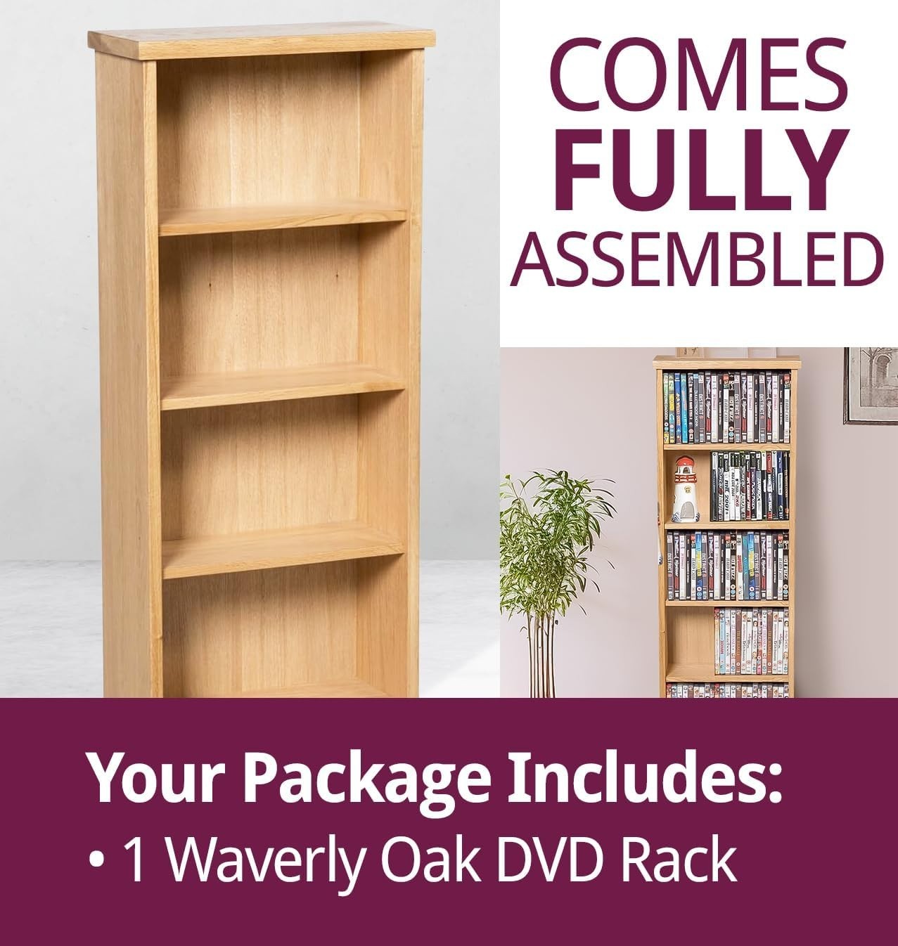 Solid Oak DVD CD Storage Cabinet 5 Tier Media Shelf Holds 120 Discs