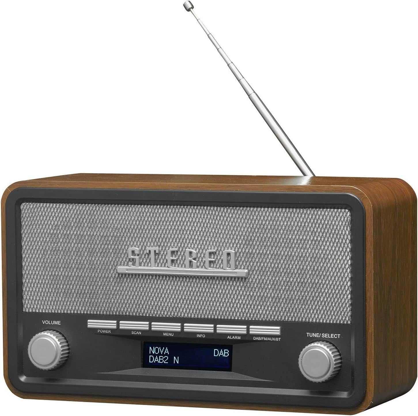 Vintage Style DAB/DAB+ FM Radio with Bluetooth, Clock & AUX – Wood