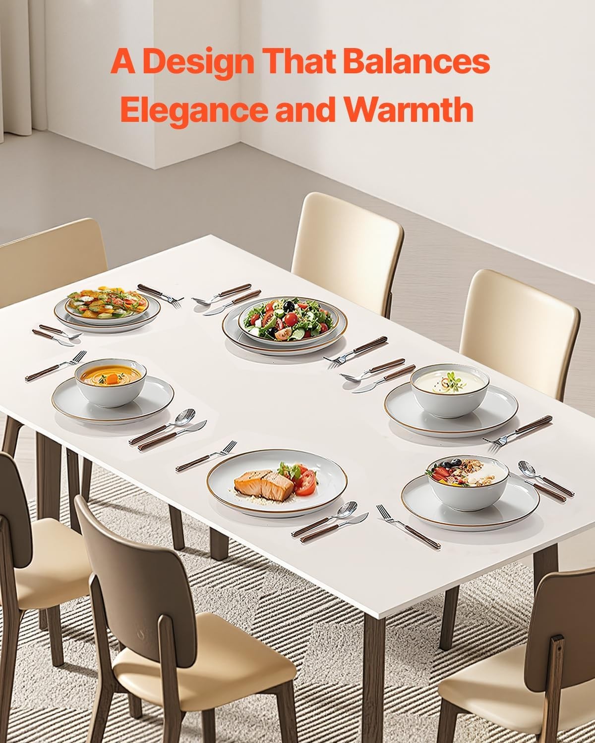 18pc Ceramic Dinner Set Plates Bowls Scratch Resistant Microwave Dishwasher