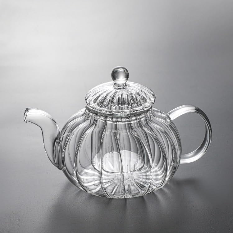 Pumpkin Glass Teapot 600ml with Infuser Stovetop Safe Loose Leaf Tea