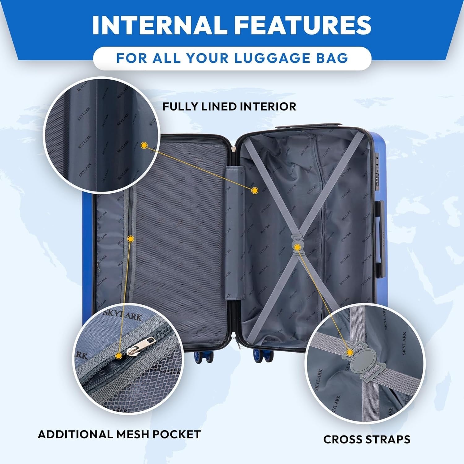 Lightweight ABS Medium Travel Suitcase 24 Inch 4 Wheel Spinner Hard Shell