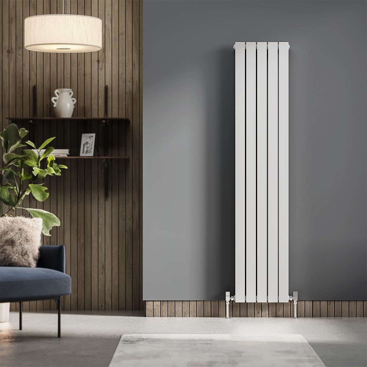 Slim Vertical Flat Panel Radiator 1600x340mm High Heat Output White