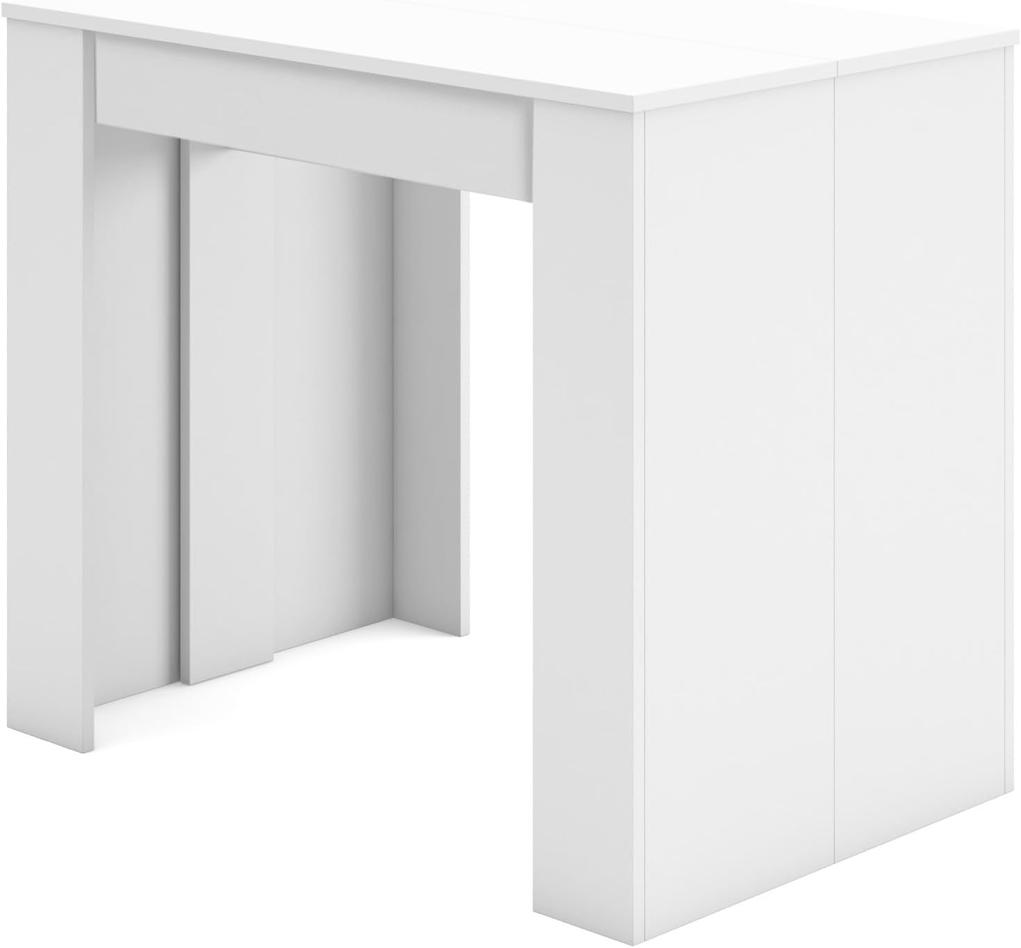 Extendable Folding Console Table White Modern Dining for 12 Guests