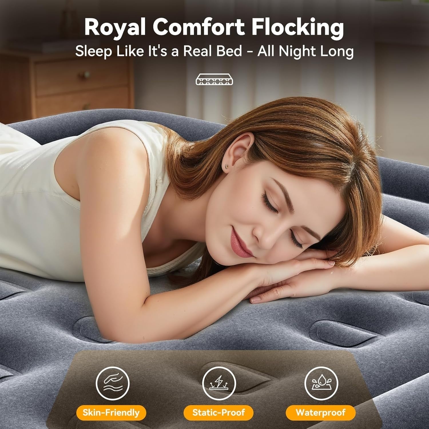 Queen Air Mattress Built In Pump 18” Raised 3 Min Inflating Air Bed