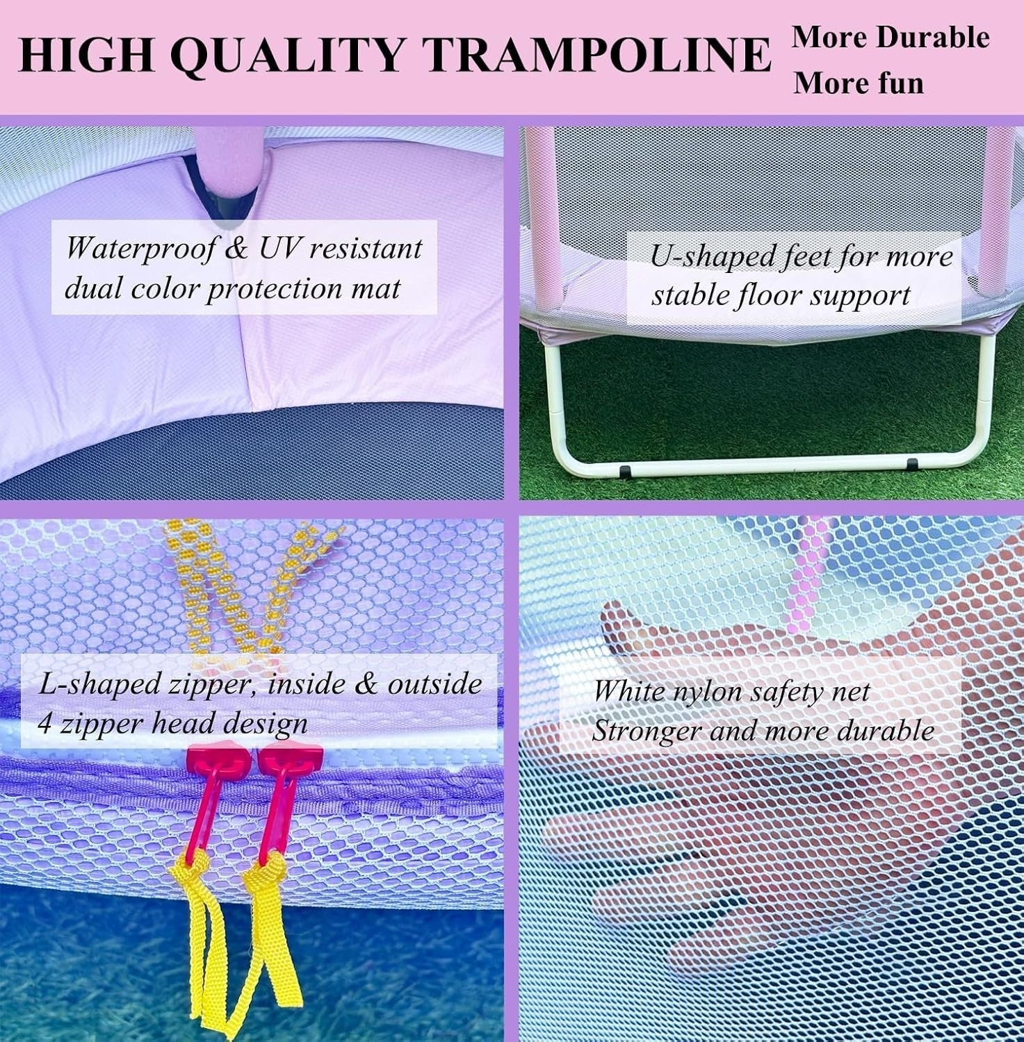 Kids Trampoline with Basketball Hoop Safety Net Indoor Outdoor 145cm