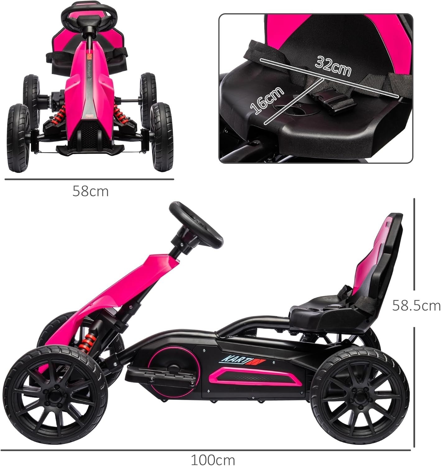 Kids Electric Go Kart 12V Drift Kart Ride On Car Pink Seat Belt 30kg