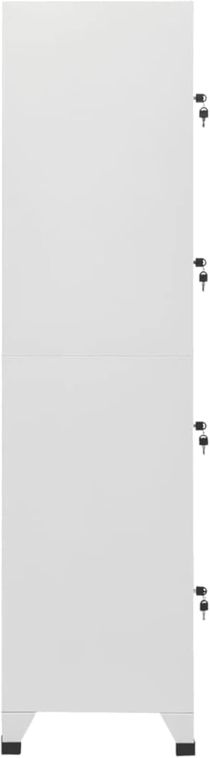 4 Door Grey Metal Locker Cabinet Lockable Storage Cupboard Office Gym 180cm