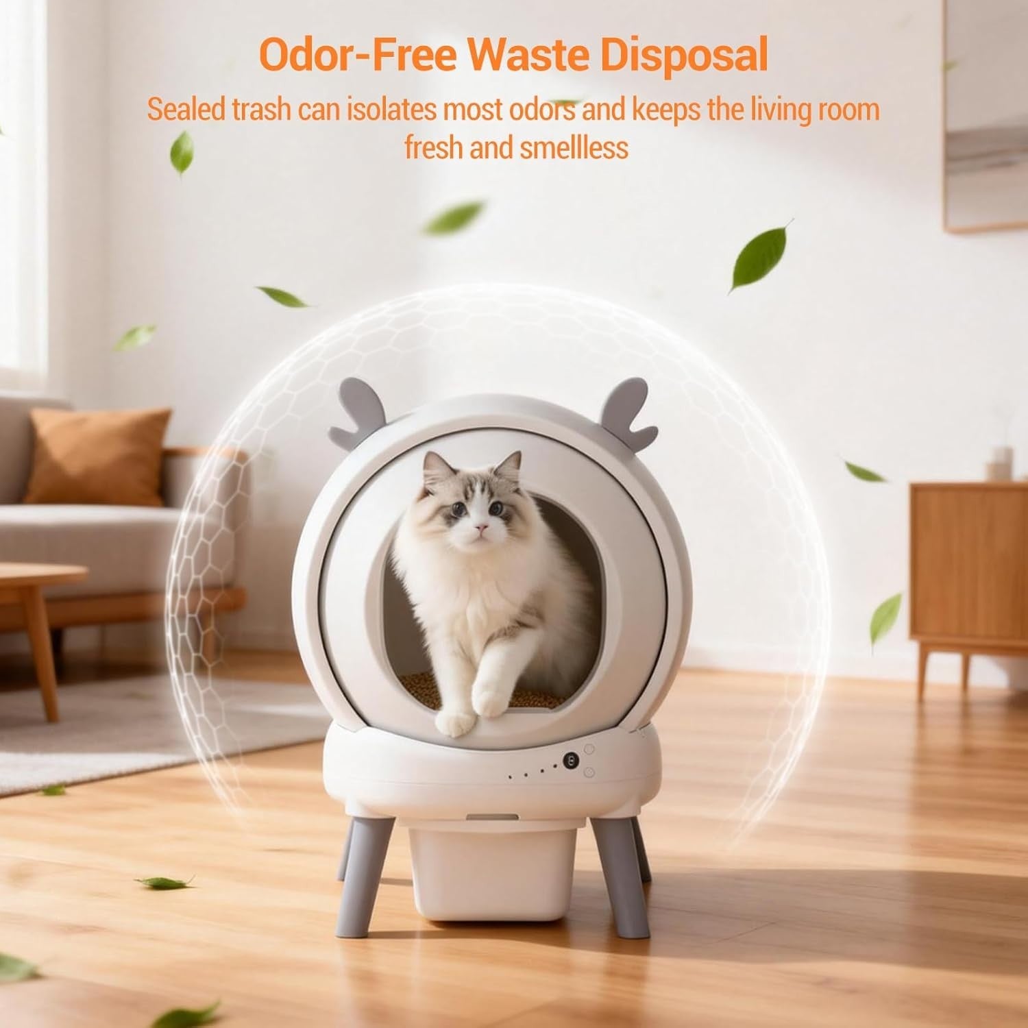 Self Cleaning Cat Litter Box APP Control 65L Multi Cat Odor Control