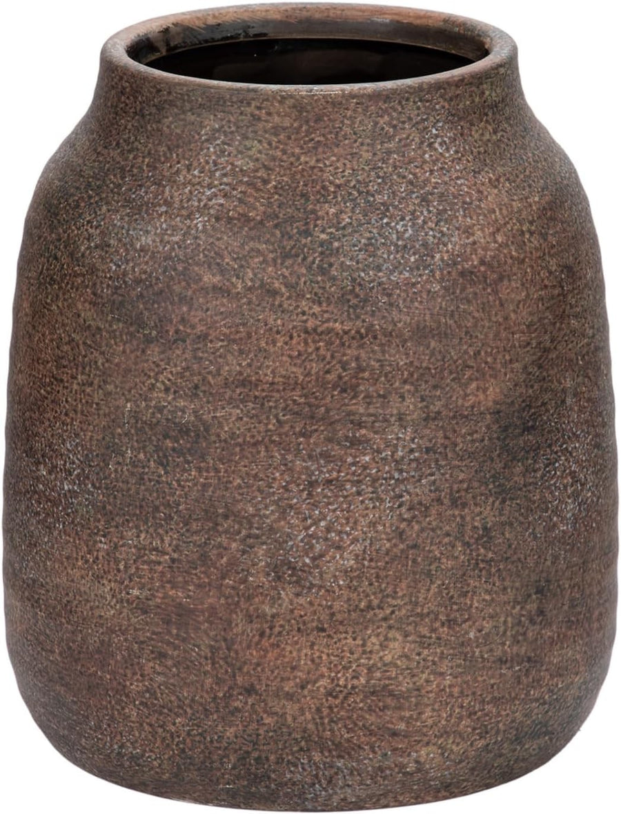 Rustic Ceramic Vase 7 Inch Brown Vintage Farmhouse Flower Home Decor