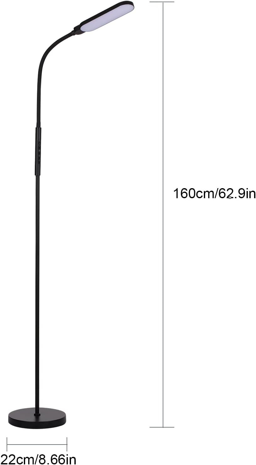 LED Floor Lamp Black Adjustable Reading Light 9 Brightness 5 Colour Modes