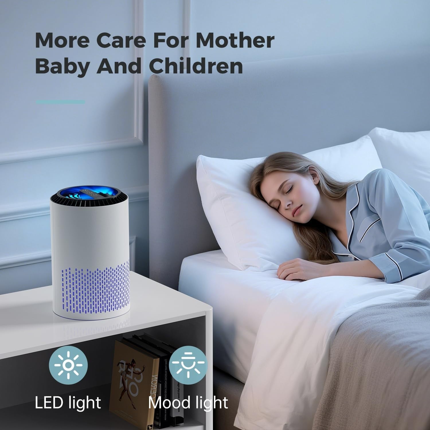 Ultra Quiet HEPA Air Purifier 22dB Sleep Mode 7W Bedroom Office