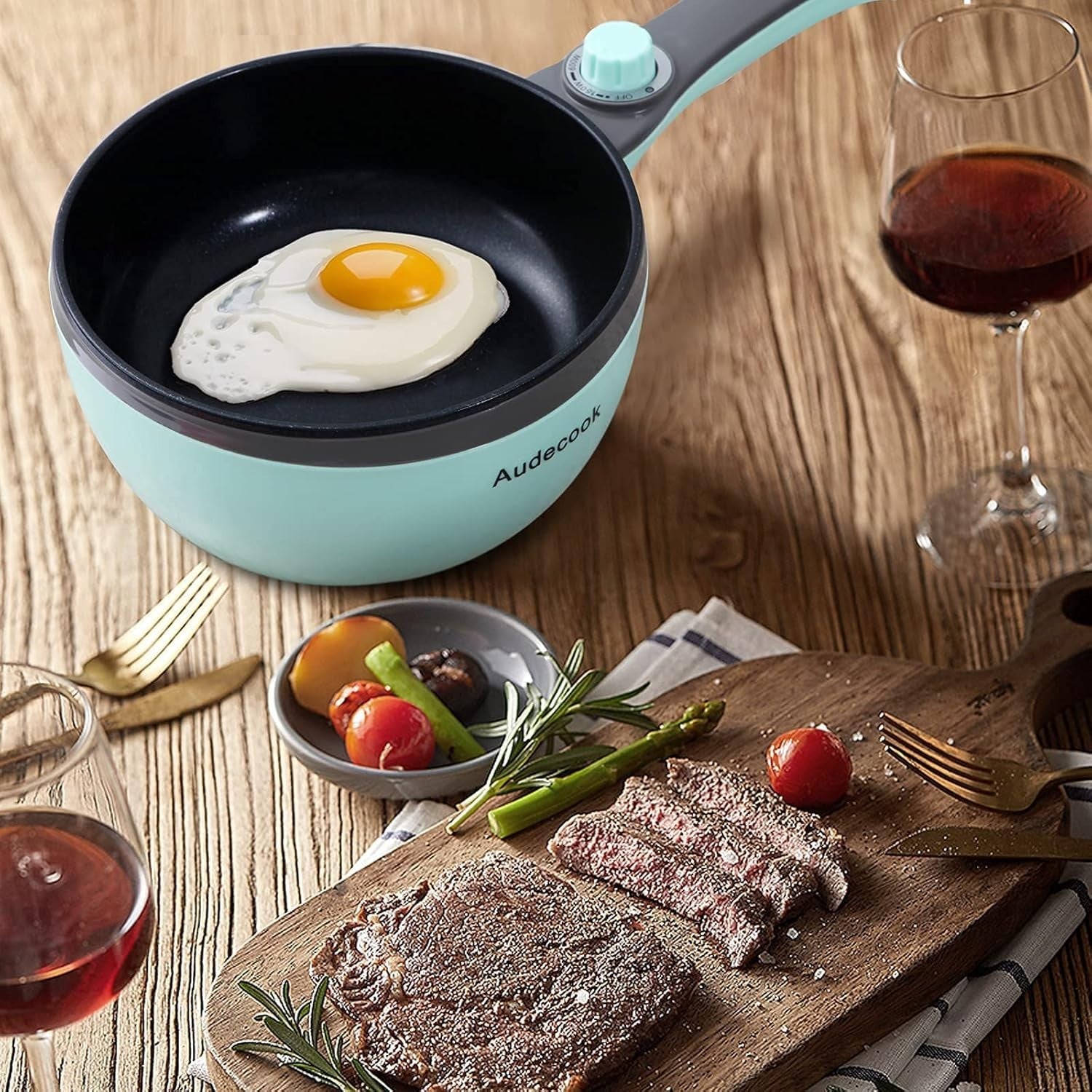 Electric Mini Hot Pot & Skillet with Steamer | Nonstick Multifunction Cooker