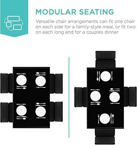 Rectangular Dining Table 120x70cm Black Glass Metal Legs Modern Kitchen