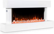 46" Wall Mounted Electric Fireplace White LED Flame Heater Pebble Log