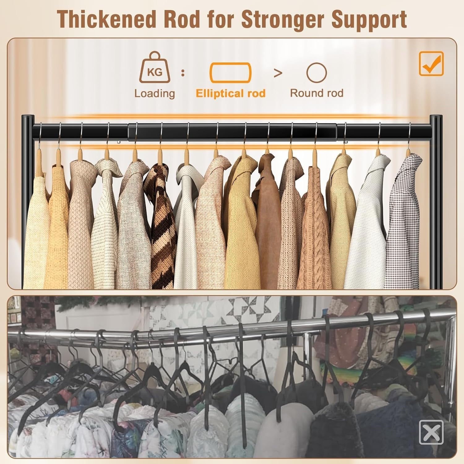 Heavy Duty 180KG Clothes Rail With Wheels Metal Rack Black
