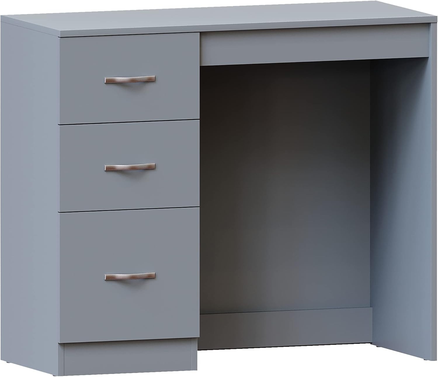 Grey Dressing Table Modern Vanity Desk 3-Drawer Storage Makeup Engineered Wood