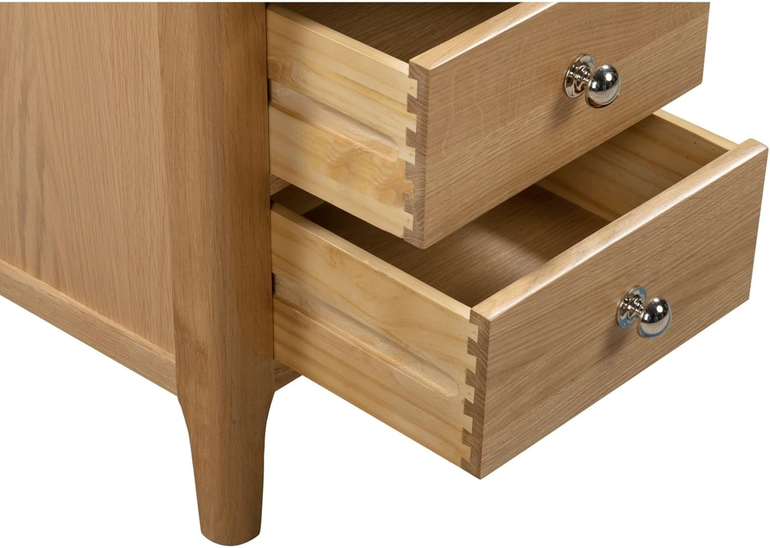 Solid Oak 3 Drawer Bedside Table | Natural Wood Nightstand with Storage