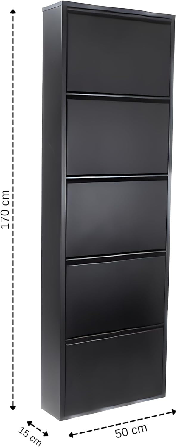 Slim 5-Tier Wall Mounted Shoe Cabinet – Tall Narrow Metal Storage Unit