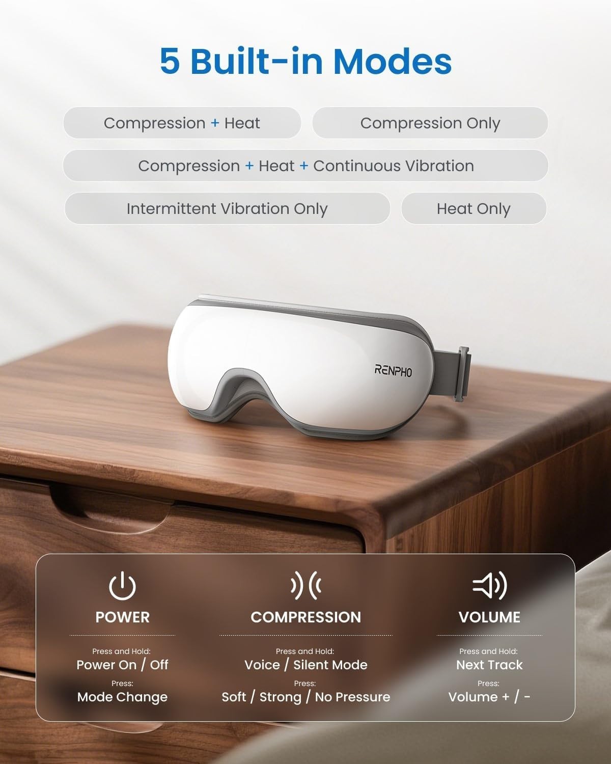 Rechargeable Heated Eye Mask Bluetooth Music Sleep & Dry Eye Relief