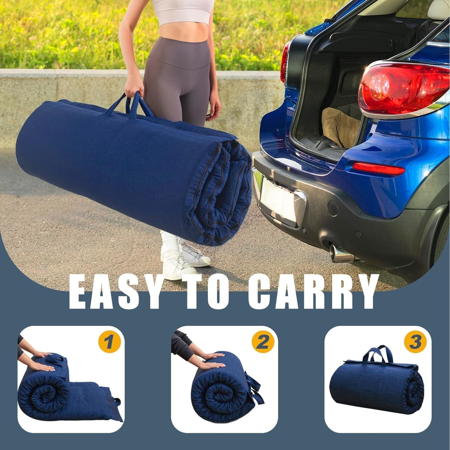 Foldable Foam Futon Mattress Single Bed Hypoallergenic Portable Pad