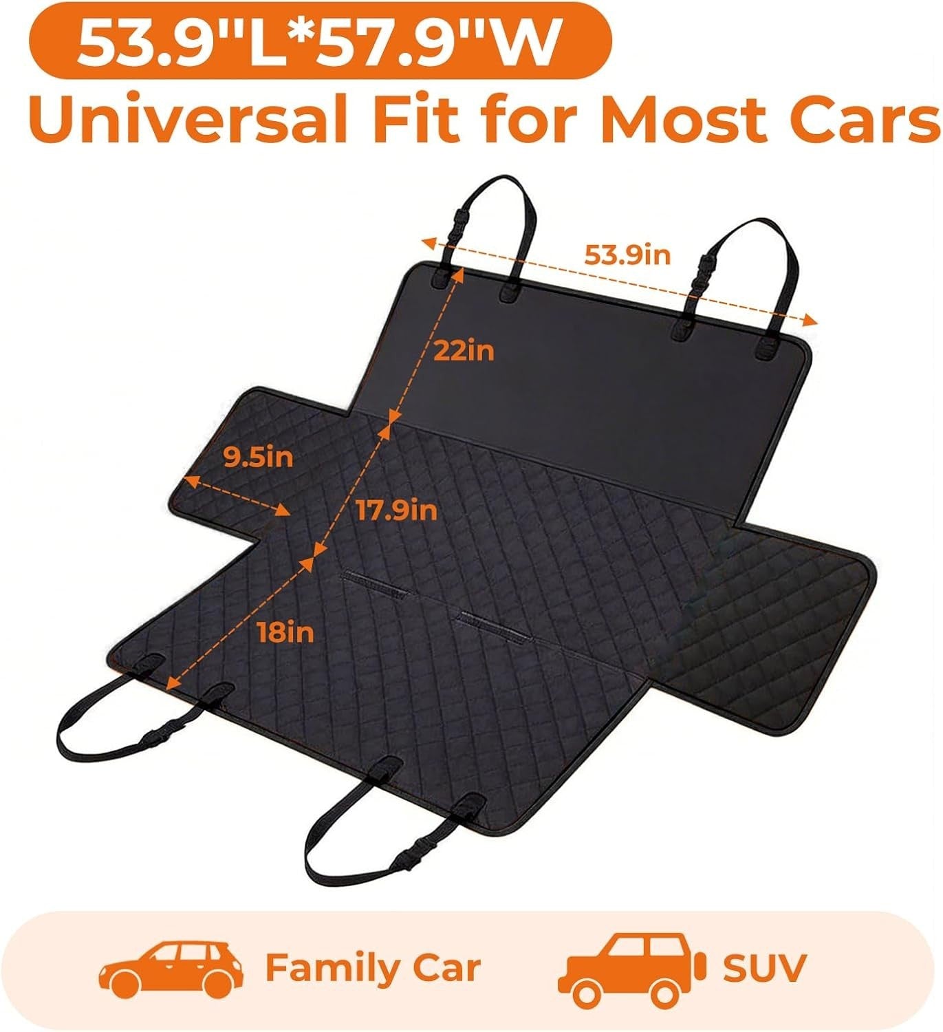 Waterproof Dog Car Seat Cover Hammock Back Seat Protector SUV Truck Pet